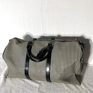 Vintage Polo Ralph Lauren Houndstooth Coated Canvas Leather Duffle Bag RARE